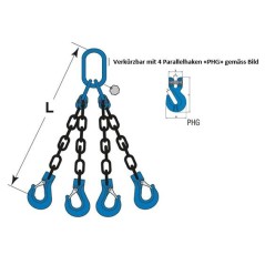 Grad 100 Kettengehänge 4-strängig, 6mm - verkürzbar