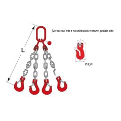 Kopie von Grad 80 Kettengehänge 4-strängig, 13 mm, verkürzbar